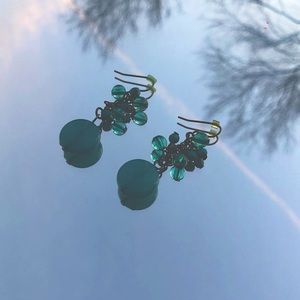 Teal circle rain drop earrings 🦋